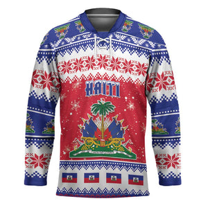 Afro Haiti Christmas Hockey Jersey Coat Of Arms Jwaye Nwel