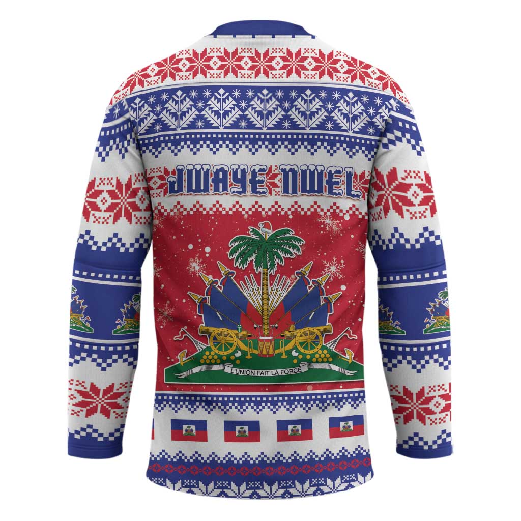 Afro Haiti Christmas Hockey Jersey Coat Of Arms Jwaye Nwel
