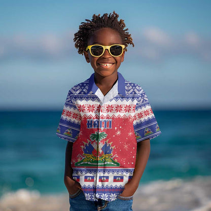 Afro Haiti Christmas Kid Hawaiian Shirt Coat Of Arms Jwaye Nwel - African Pride