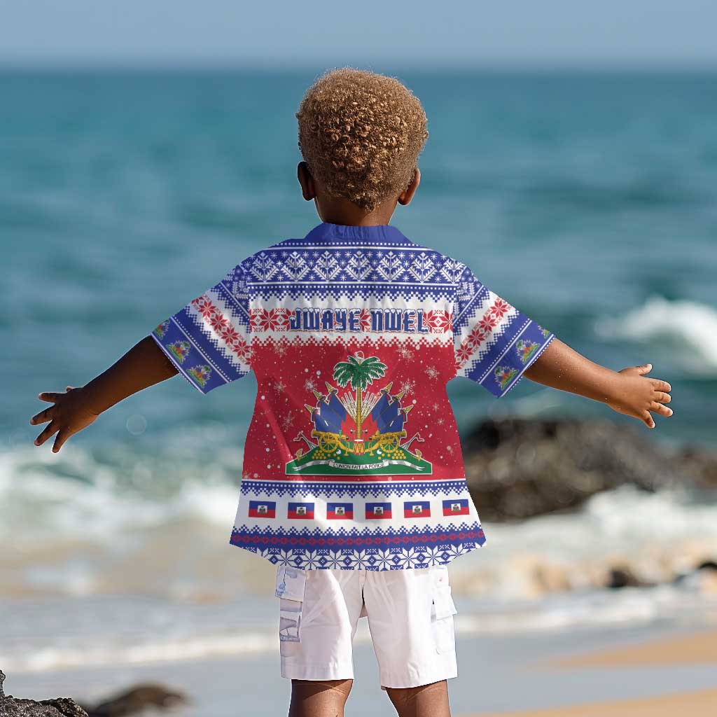 Afro Haiti Christmas Kid Hawaiian Shirt Coat Of Arms Jwaye Nwel - African Pride