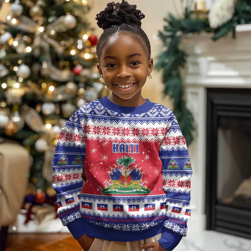 Afro Haiti Christmas Kid Ugly Christmas Sweater Coat Of Arms Jwaye Nwel - African Pride