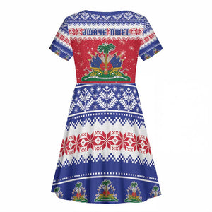 Afro Haiti Christmas Kid Short Sleeve Dress Coat Of Arms Jwaye Nwel - African Pride