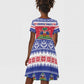 Afro Haiti Christmas Kid Short Sleeve Dress Coat Of Arms Jwaye Nwel - African Pride