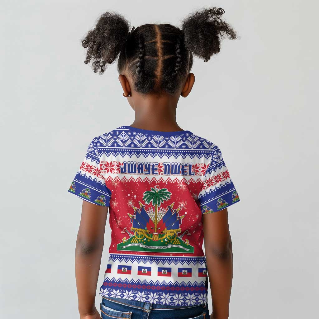 Afro Haiti Christmas Kid T shirt Coat Of Arms Jwaye Nwel - African Pride