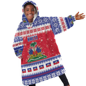Afro Haiti Christmas Kid Wearable Blanket Hoodie Coat Of Arms Jwaye Nwel - African Pride