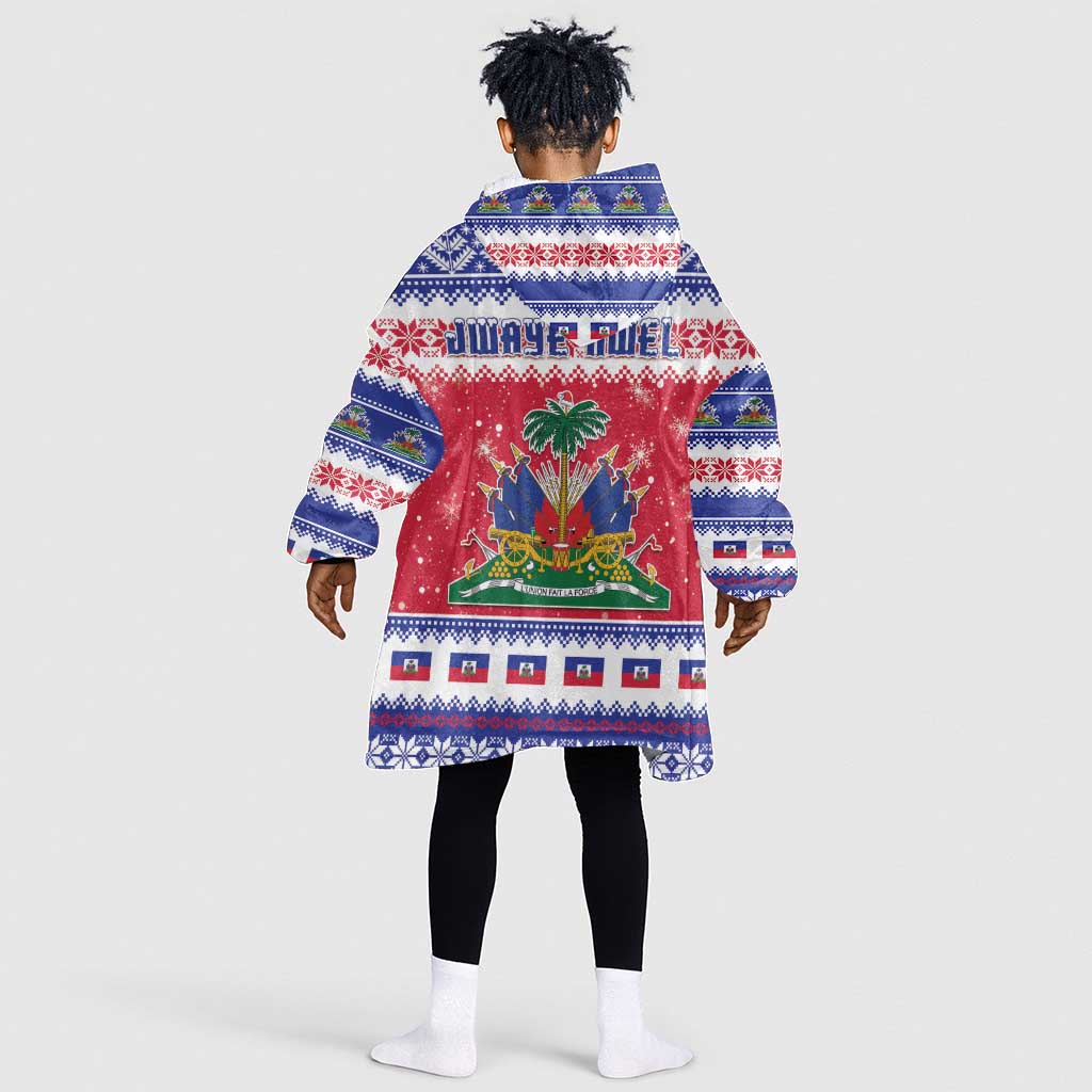 Afro Haiti Christmas Kid Wearable Blanket Hoodie Coat Of Arms Jwaye Nwel - African Pride