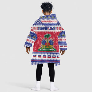 Afro Haiti Christmas Kid Wearable Blanket Hoodie Coat Of Arms Jwaye Nwel - African Pride