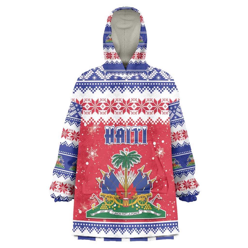 Afro Haiti Christmas Kid Wearable Blanket Hoodie Coat Of Arms Jwaye Nwel - African Pride