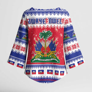 Afro Haiti Christmas Kimono Sleeve Blouse Coat Of Arms Jwaye Nwel
