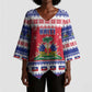Afro Haiti Christmas Kimono Sleeve Blouse Coat Of Arms Jwaye Nwel