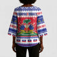 Afro Haiti Christmas Kimono Sleeve Blouse Coat Of Arms Jwaye Nwel