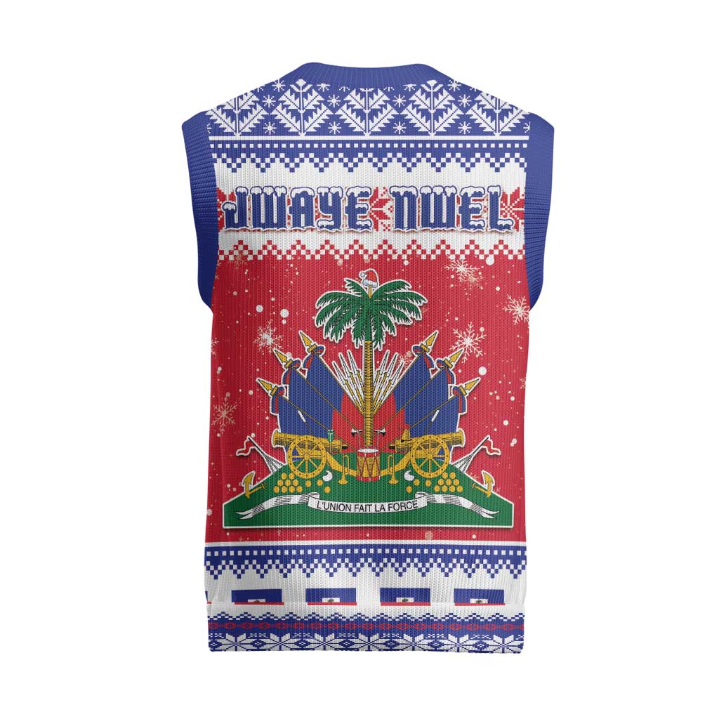 Afro Haiti Christmas Knitted V-Neck Vest Coat Of Arms Jwaye Nwel - African Pride