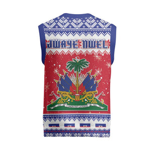 Afro Haiti Christmas Knitted V-Neck Vest Coat Of Arms Jwaye Nwel - African Pride