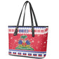 Afro Haiti Christmas Leather Tote Bag Coat Of Arms Jwaye Nwel - African Pride