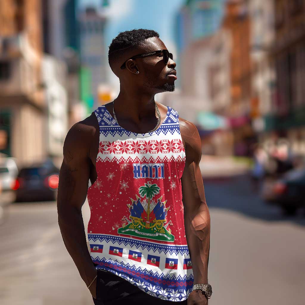 Afro Haiti Christmas Men Tank Top Coat Of Arms Jwaye Nwel - African Pride