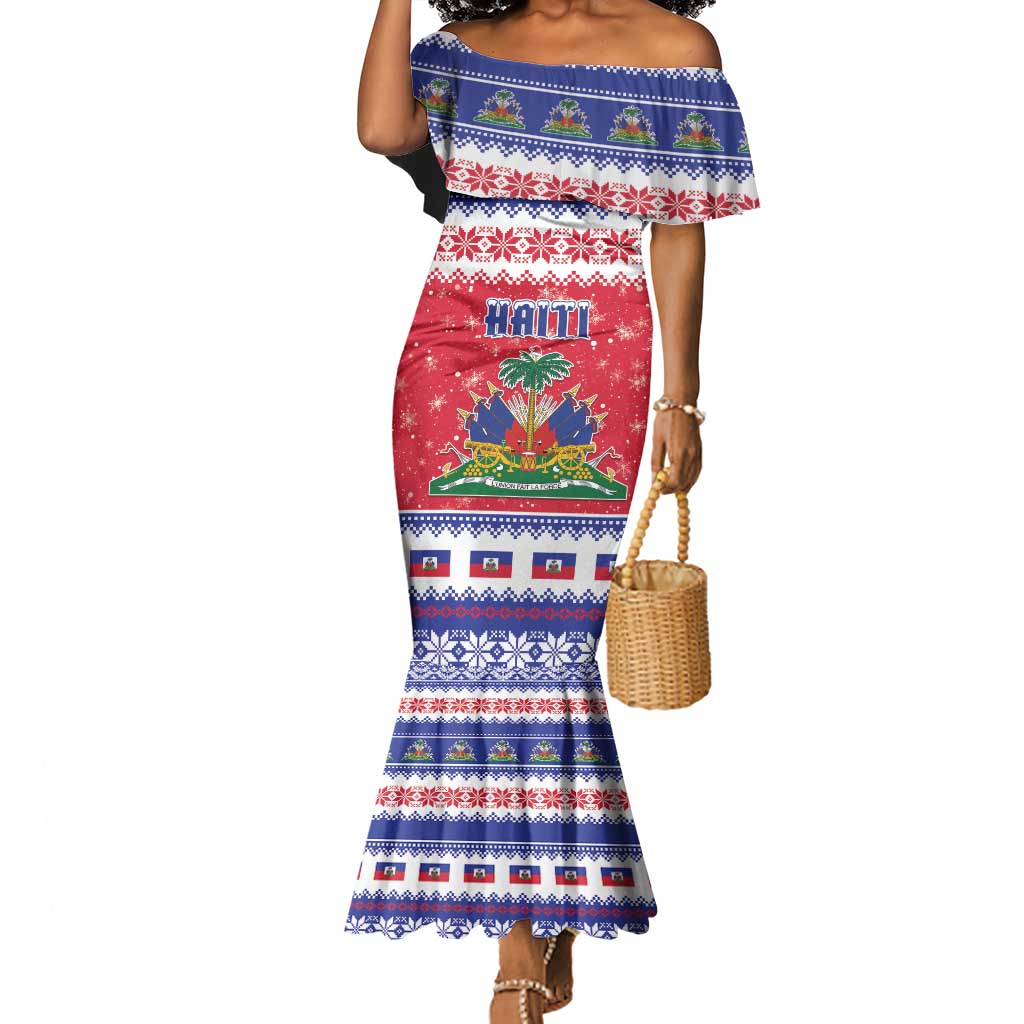 Afro Haiti Christmas Mermaid Dress Coat Of Arms Jwaye Nwel - African Pride