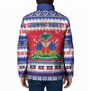 Afro Haiti Christmas Padded Jacket Coat Of Arms Jwaye Nwel