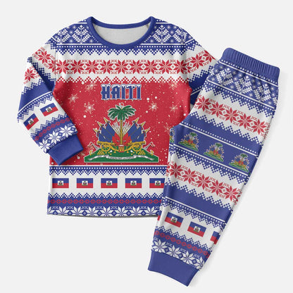 Afro Haiti Christmas Pajama Set Coat Of Arms Jwaye Nwel - African Pride