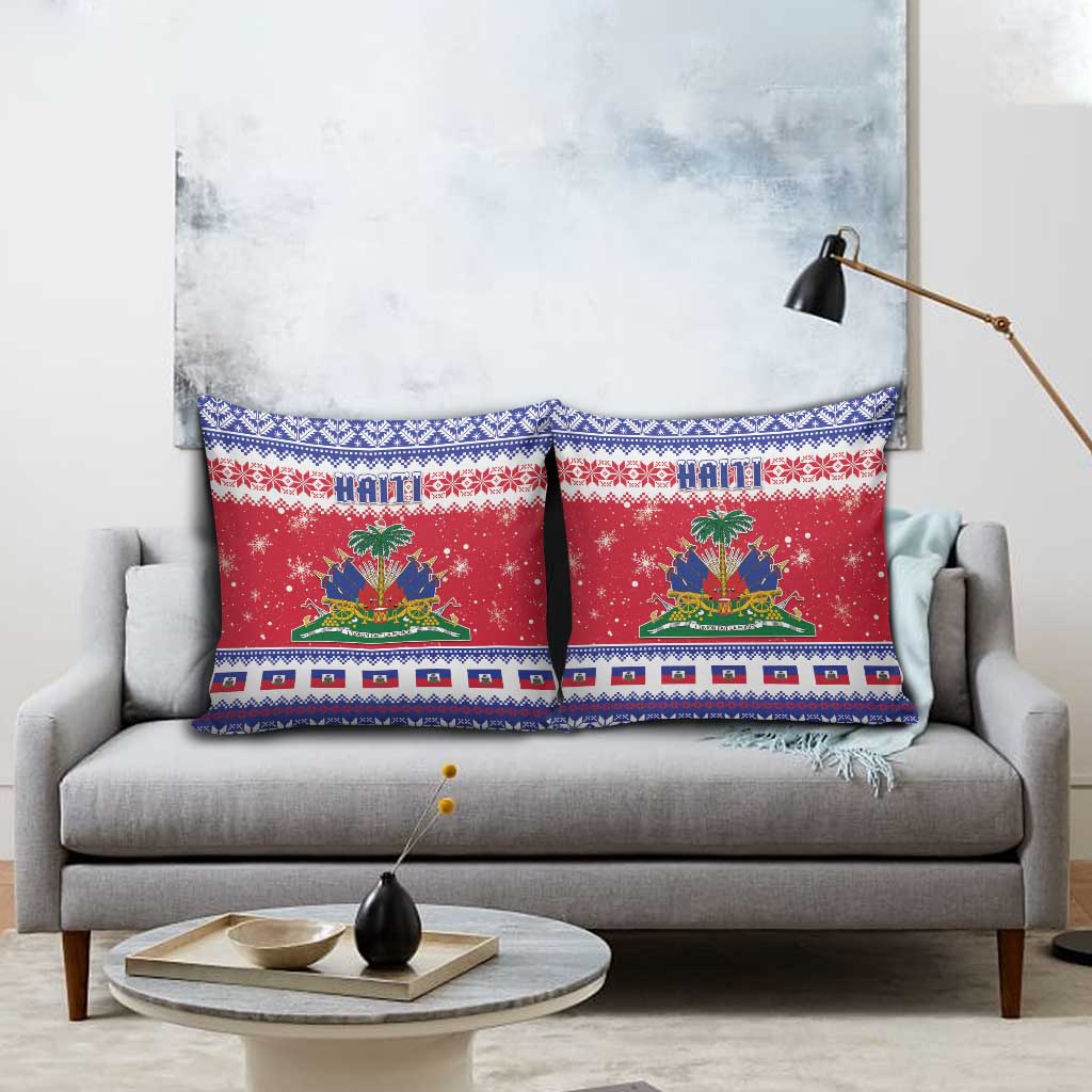 Afro Haiti Christmas Pillow Cover Coat Of Arms Jwaye Nwel