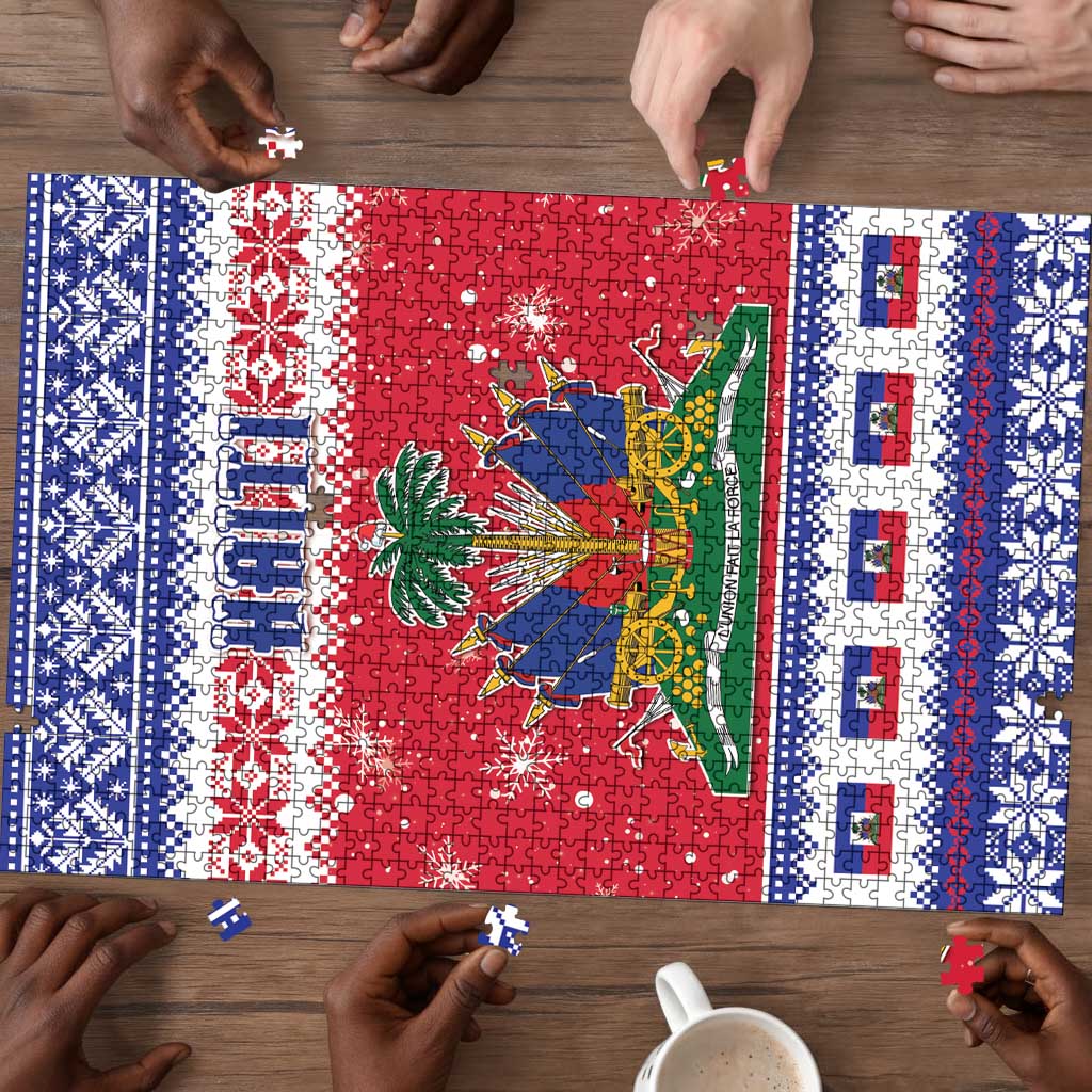 Afro Haiti Christmas Puzzle Coat Of Arms Jwaye Nwel