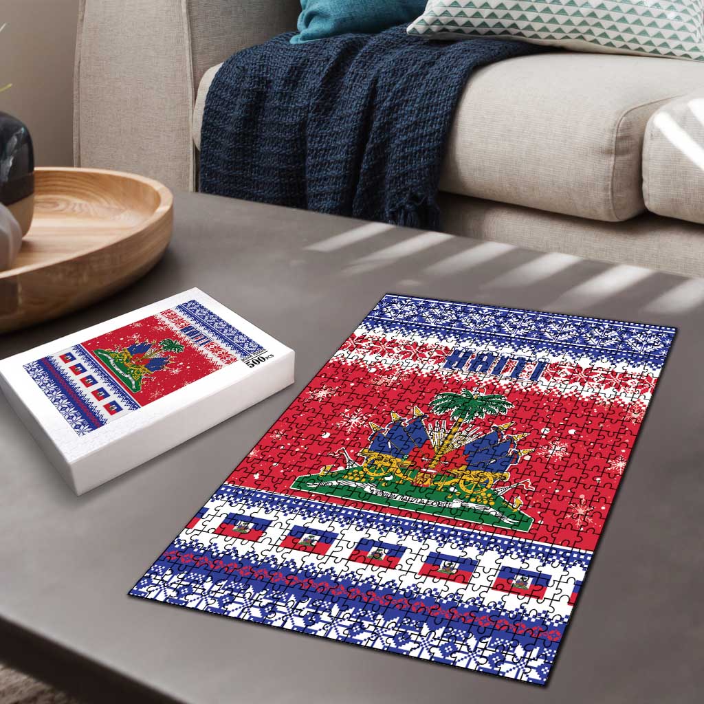 Afro Haiti Christmas Puzzle Coat Of Arms Jwaye Nwel