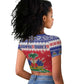 Afro Haiti Christmas Raglan Cropped T shirt Coat Of Arms Jwaye Nwel - African Pride