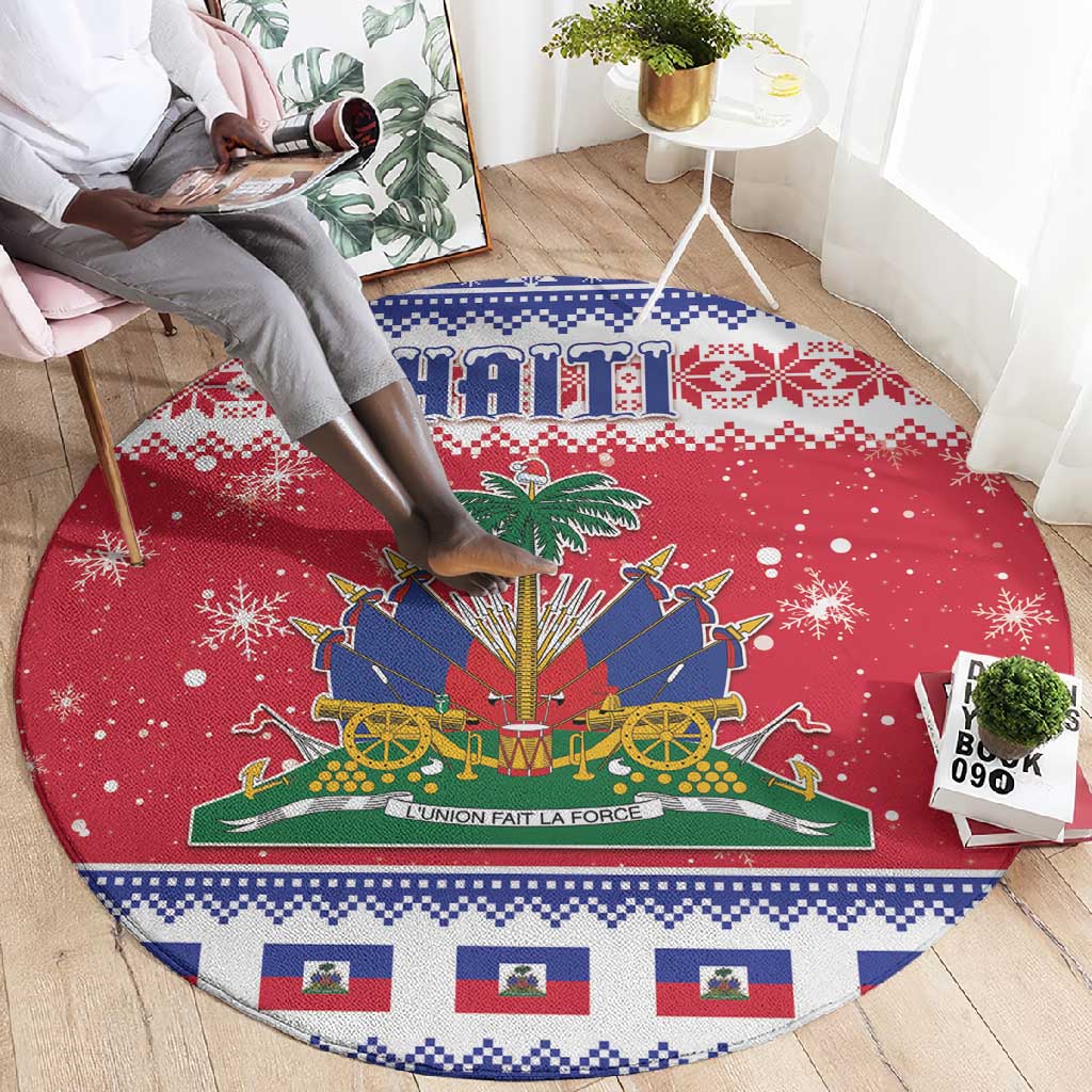 Afro Haiti Christmas Round Carpet Coat Of Arms Jwaye Nwel - African Pride
