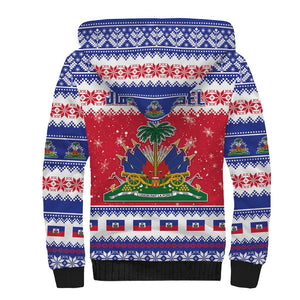 Afro Haiti Christmas Sherpa Hoodie Coat Of Arms Jwaye Nwel - African Pride