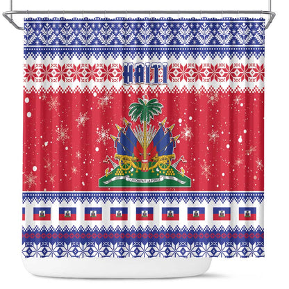 Afro Haiti Christmas Shower Curtain Coat Of Arms Jwaye Nwel - African Pride