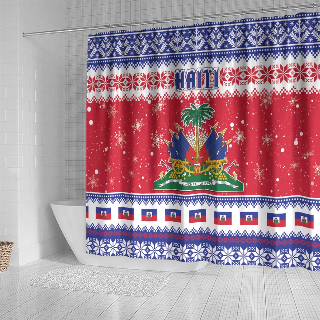 Afro Haiti Christmas Shower Curtain Coat Of Arms Jwaye Nwel - African Pride