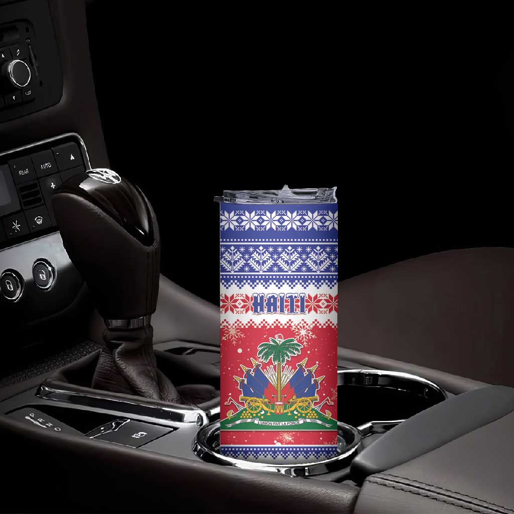 Afro Haiti Christmas Skinny Tumbler Coat Of Arms Jwaye Nwel - African Pride