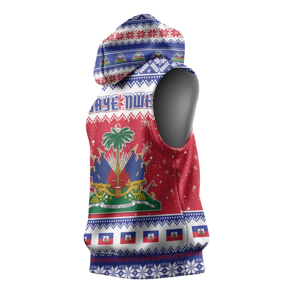 Afro Haiti Christmas Sleeveless Hoodie Coat Of Arms Jwaye Nwel - African Pride