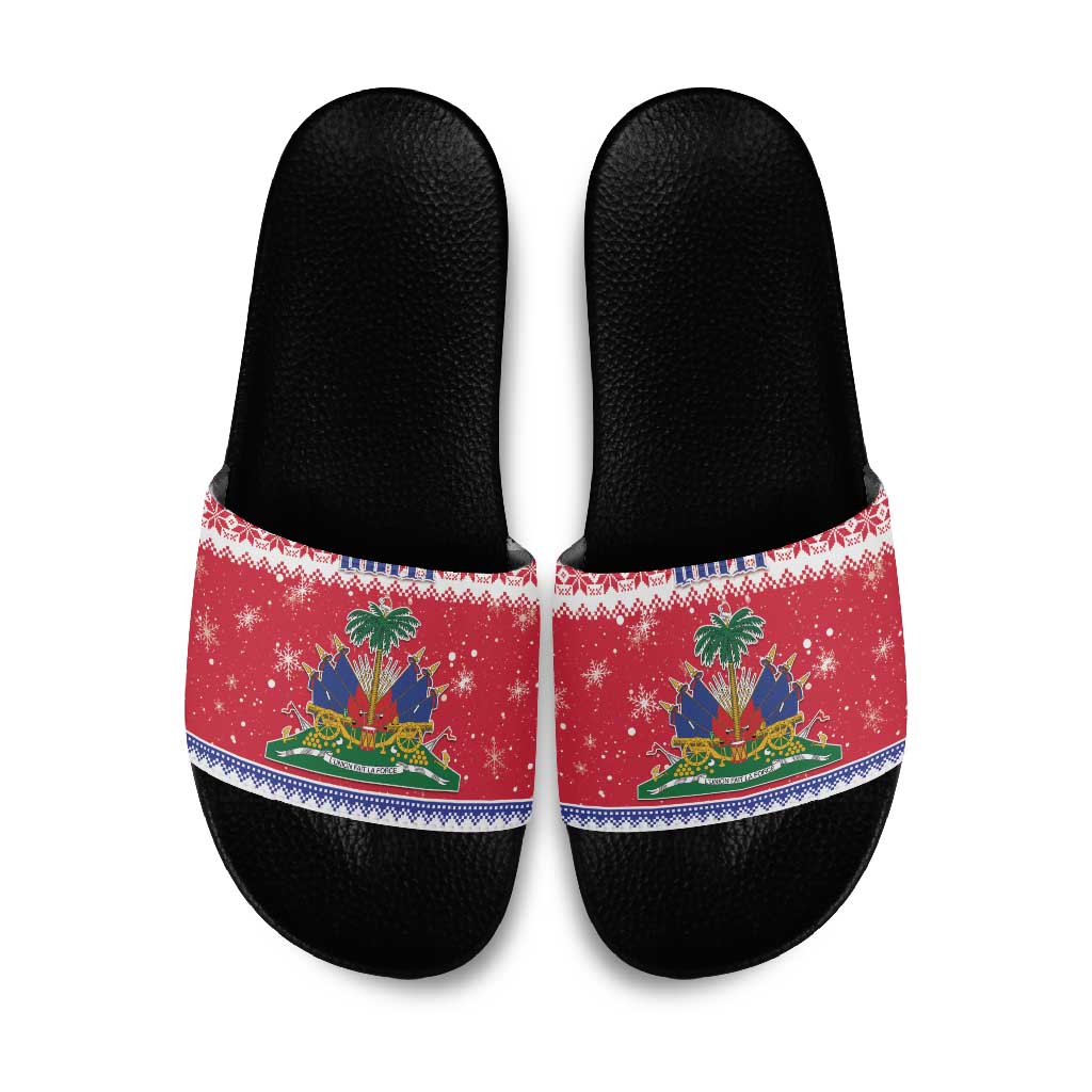 Afro Haiti Christmas Slide Sandals Coat Of Arms Jwaye Nwel