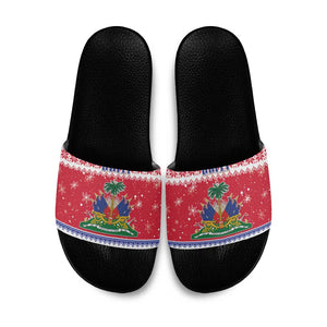 Afro Haiti Christmas Slide Sandals Coat Of Arms Jwaye Nwel