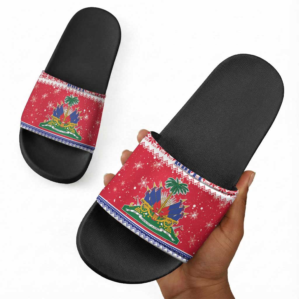 Afro Haiti Christmas Slide Sandals Coat Of Arms Jwaye Nwel