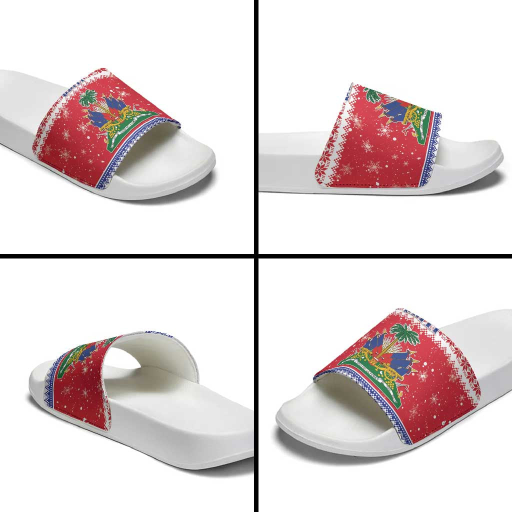 Afro Haiti Christmas Slide Sandals Coat Of Arms Jwaye Nwel