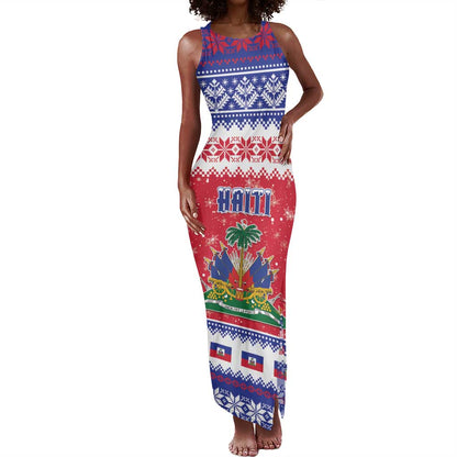 Afro Haiti Christmas Tank Maxi Dress Coat Of Arms Jwaye Nwel - African Pride