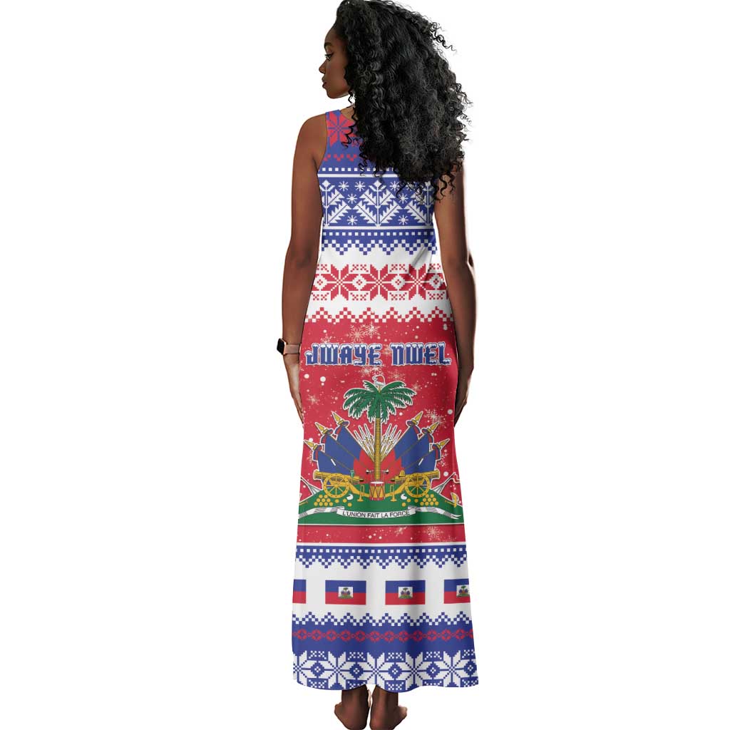 Afro Haiti Christmas Tank Maxi Dress Coat Of Arms Jwaye Nwel - African Pride