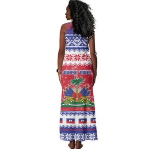 Afro Haiti Christmas Tank Maxi Dress Coat Of Arms Jwaye Nwel - African Pride
