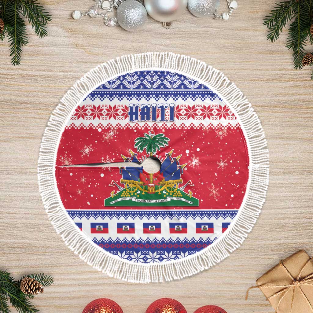 Afro Haiti Christmas Tree Skirt Coat Of Arms Jwaye Nwel - African Pride