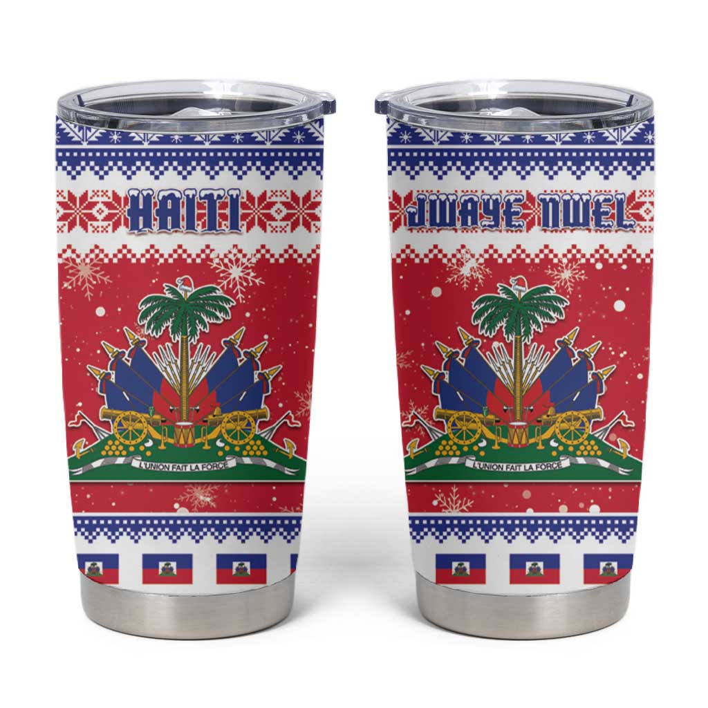 Afro Haiti Christmas Tumbler Cup Coat Of Arms Jwaye Nwel - African Pride