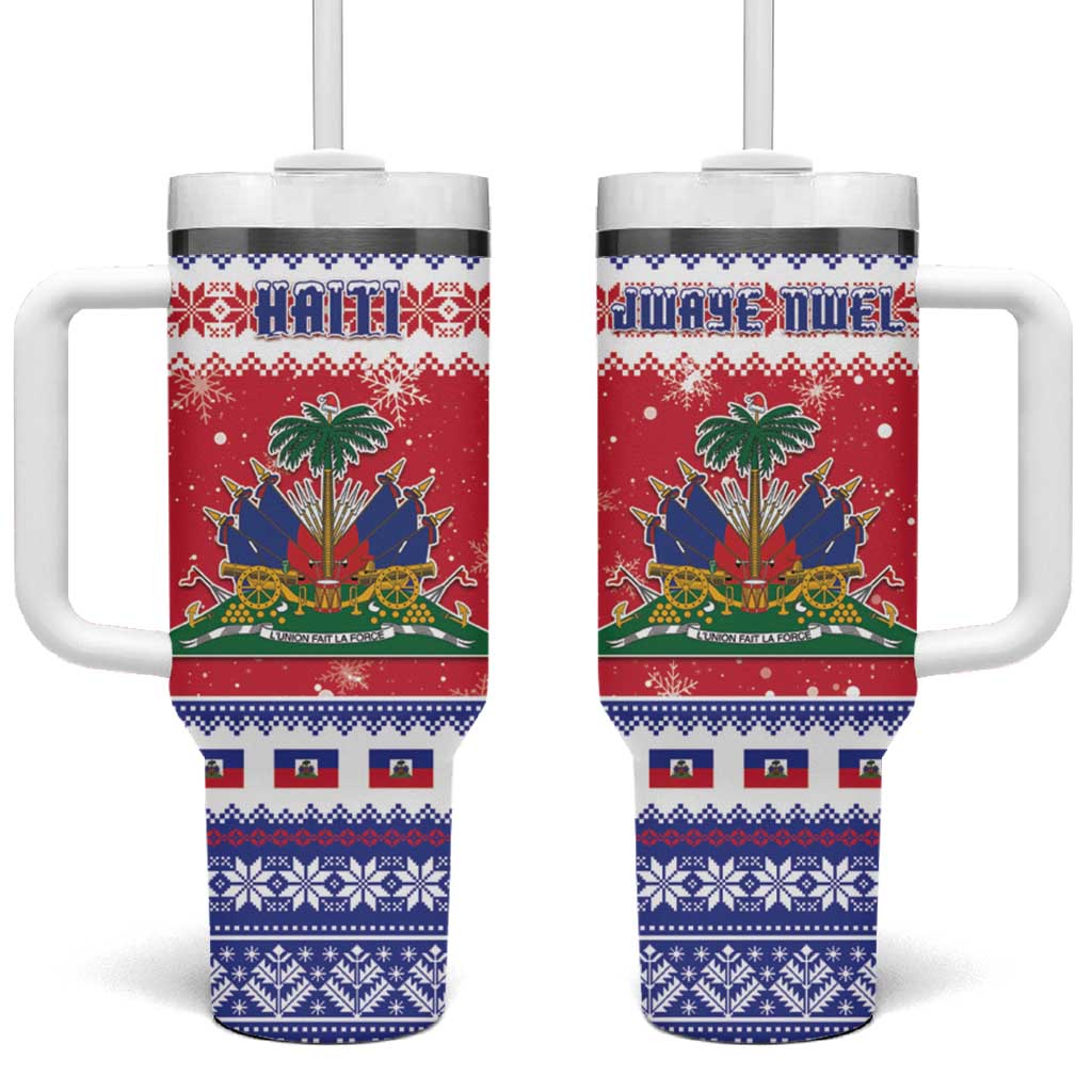 Afro Haiti Christmas Tumbler With Handle Coat Of Arms Jwaye Nwel - African Pride