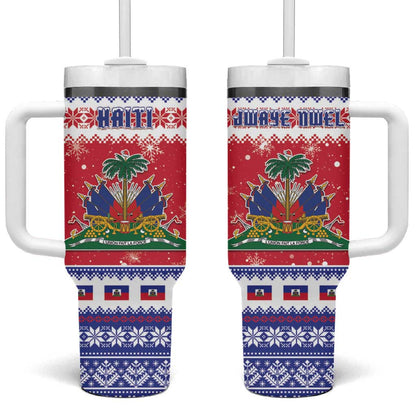 Afro Haiti Christmas Tumbler With Handle Coat Of Arms Jwaye Nwel - African Pride