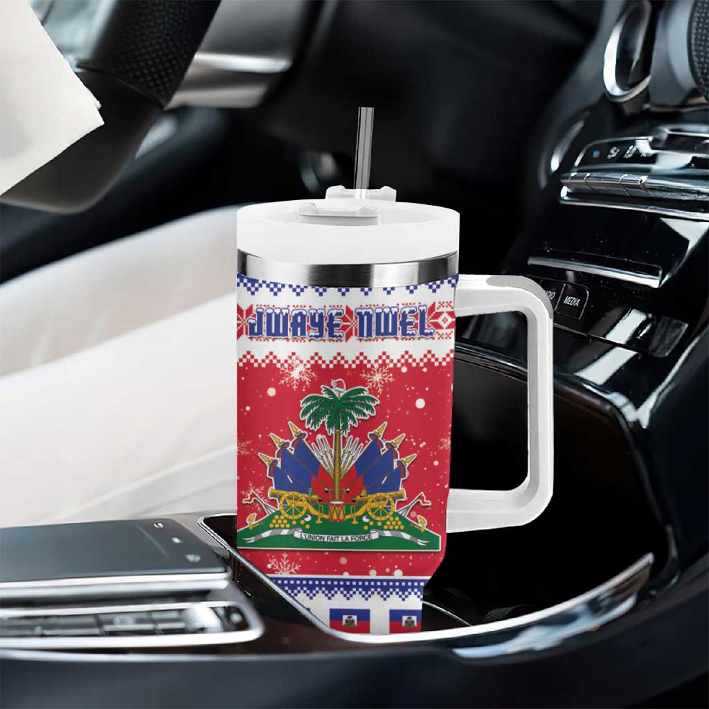 Afro Haiti Christmas Tumbler With Handle Coat Of Arms Jwaye Nwel - African Pride