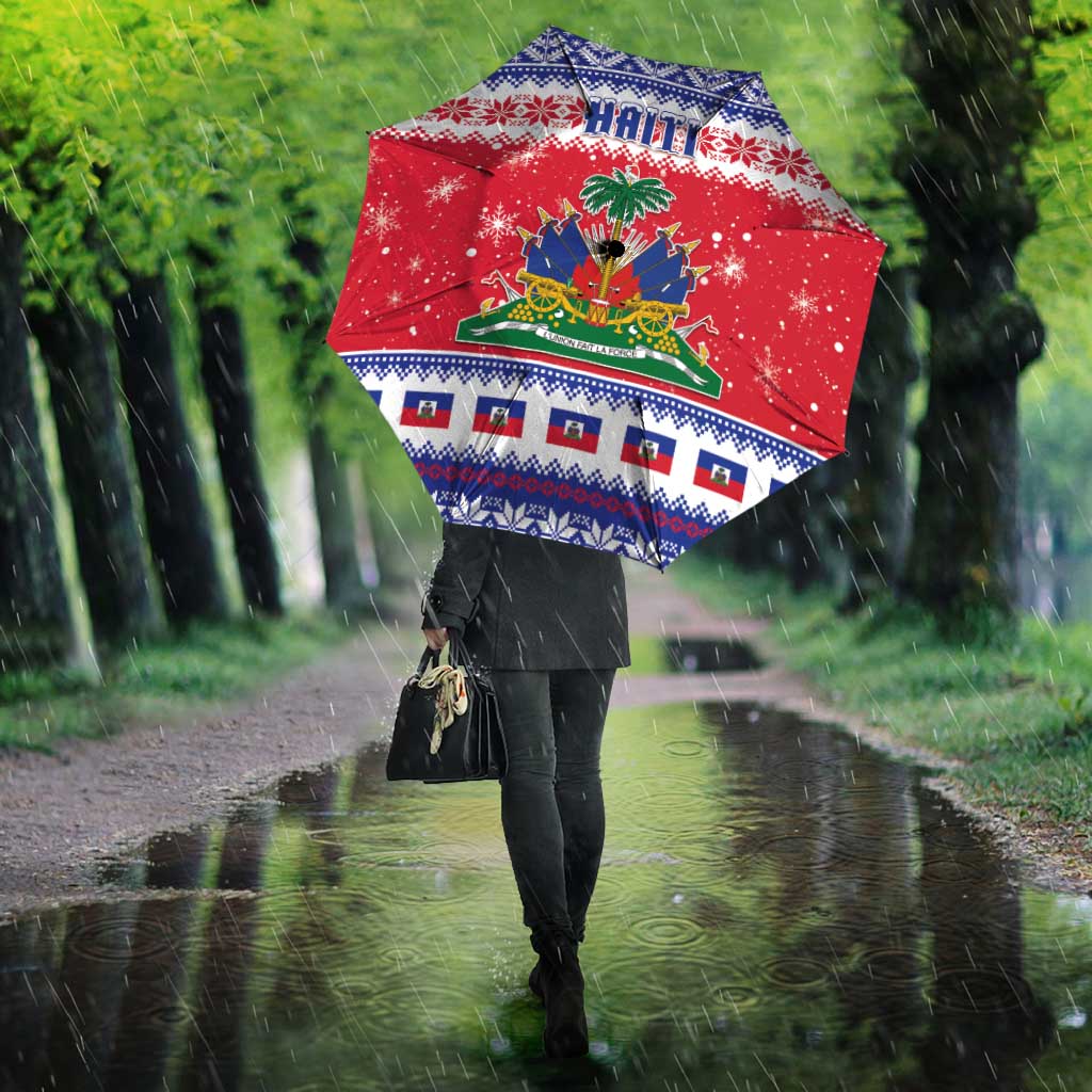 Afro Haiti Christmas Umbrella Coat Of Arms Jwaye Nwel
