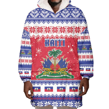 Afro Haiti Christmas Wearable Blanket Hoodie Coat Of Arms Jwaye Nwel - African Pride