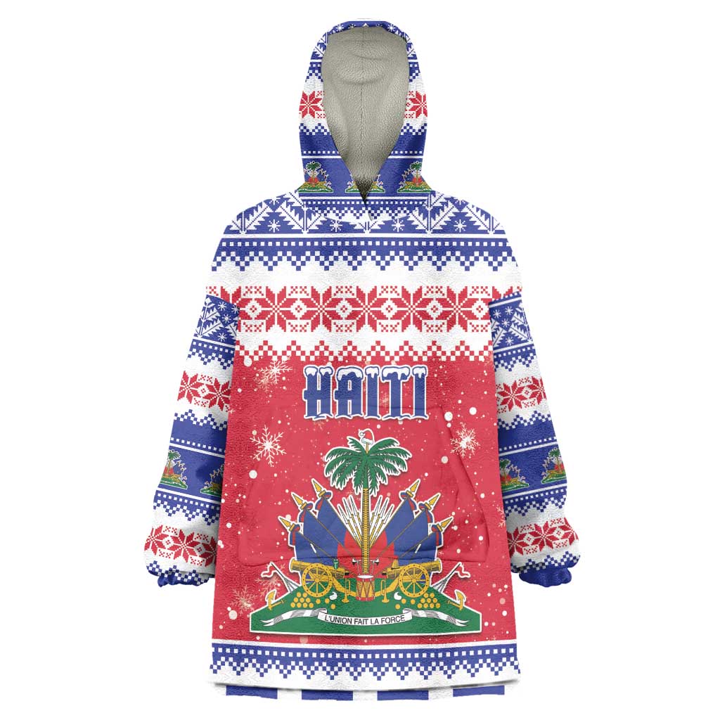 Afro Haiti Christmas Wearable Blanket Hoodie Coat Of Arms Jwaye Nwel - African Pride