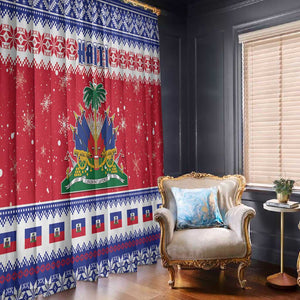 Afro Haiti Christmas Window Curtain Coat Of Arms Jwaye Nwel - African Pride