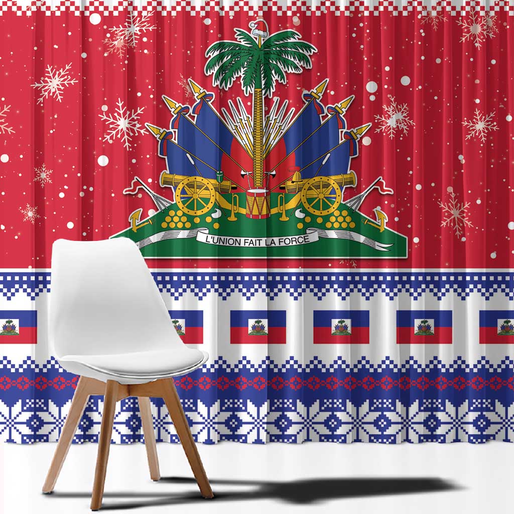 Afro Haiti Christmas Window Curtain Coat Of Arms Jwaye Nwel - African Pride