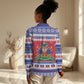 Afro Haiti Christmas Women Casual Shirt Coat Of Arms Jwaye Nwel - African Pride